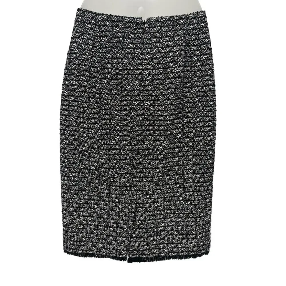 J.Crew Tweed Pencil Skirt Black & White Textured Size 00 Lined Classic Career